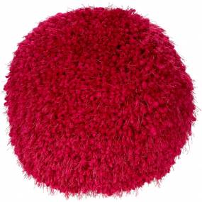 Mina Victory Shag Lush Yarn Hot Pink Throw Pillows 14" X 14" ROUND - Nourison 798019084196