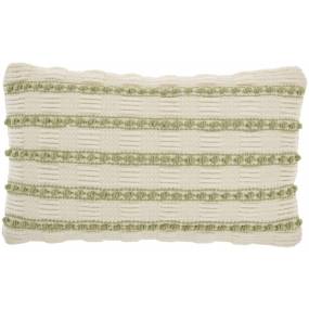 Mina Victory Life Styles Woven Lines And Dots Sage Throw Pillows 12"X20" - Nourison 798019084967