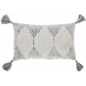Nicole Curtis Pillow Woven Triangles Charcoal Throw Pillows 12"X20" - Nourison 798019085131
