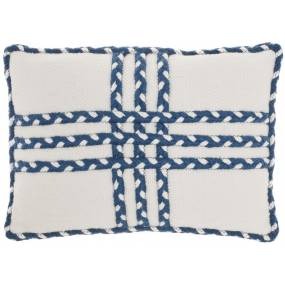 Mina Victory Outdoor Pillows Criss Cross Braids Navy Throw Pillows 14"X20" - Nourison 798019085629