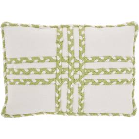 Mina Victory Outdoor Pillows Criss Cross Braids Green Throw Pillows 14"X20" - Nourison 798019085643