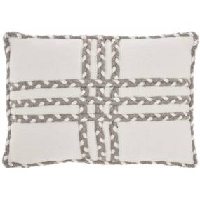 Mina Victory Outdoor Pillows Criss Cross Braids Grey Throw Pillows 14"X20" - Nourison 798019085650