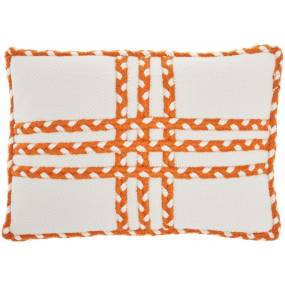 Mina Victory Outdoor Pillows Criss Cross Braids Orange Throw Pillows 14"X20" - Nourison 798019085667