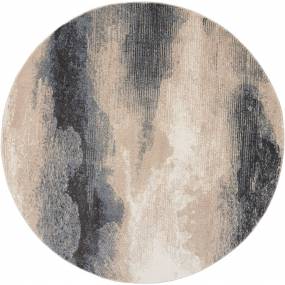 Maxell 5' Round Grey and Ivory Stormcloud Abstract Area Rug - Nourison MAE06