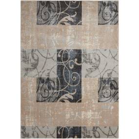 Maxell 8'x11' Black and Beige Oversized Contemporary Floral Area Rug - Nourison MAE03