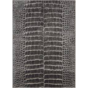 Maxell 8'x11' Charcoal Grey Snakeskin Pattern Oversized Contemporary Rug - Nourison MAE09