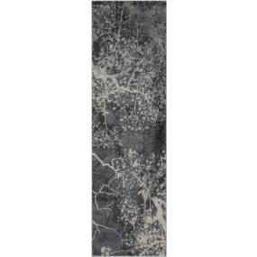 Maxell 8' Runner Grey Abstract Hallway Rug - Nourison MAE11