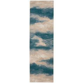 2'2" x 7'6" Ivory/Teal Nourison Maxell Area Rug - Nourison 99446880413