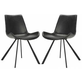 Terra Midcentury Modern Dining Chair in Black/Black - Safavieh ACH7004A-SET2