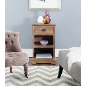 Griffin Side Table W/ One Drawer in Washed Natural Pine - Safavieh AMH5719B
