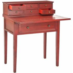 Abigail 7 Drawer Fold Down Desk in Egyptian Red - Safavieh AMH6520E