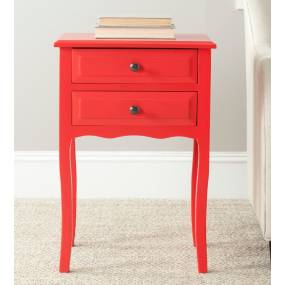 Lori End Table w/ Storage Drawers in Hot Red - Safavieh AMH6576D