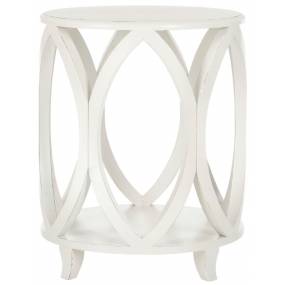 Janika Round Accent Table in Shady White - Safavieh AMH6607A
