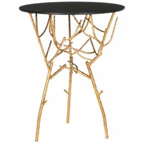 Tara Branched Glass Top Gold Accent Table in Gold/Black - Safavieh FOX2520B