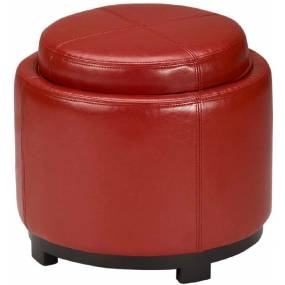 Chelsea Round Tray Ottoman in Red/Black - Safavieh HUD8232R