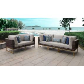 Amalfi 5 Piece Outdoor Wicker Patio Furniture Set 05a in Beige - TK Classics Amalfi-05A-Gld-Beige