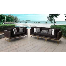 Amalfi 5 Piece Outdoor Wicker Patio Furniture Set 05a in Black - TK Classics Amalfi-05A-Gld-Black