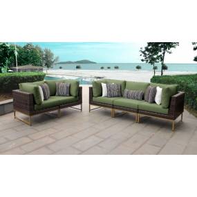 Amalfi 5 Piece Outdoor Wicker Patio Furniture Set 05a in Cilantro - TK Classics Amalfi-05A-Gld-Cilantro