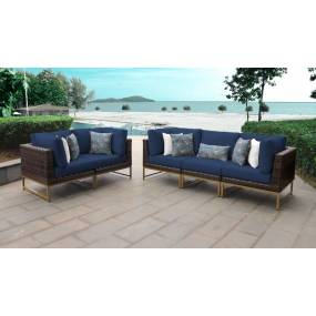 Amalfi 5 Piece Outdoor Wicker Patio Furniture Set 05a in Navy - TK Classics Amalfi-05A-Gld-Navy