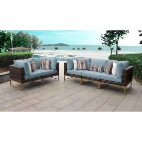 Amalfi 5 Piece Outdoor Wicker Patio Furniture Set 05a in Spa - TK Classics Amalfi-05A-Gld-Spa