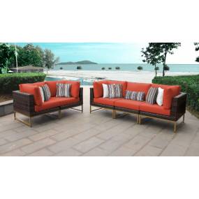 Amalfi 5 Piece Outdoor Wicker Patio Furniture Set 05a in Tangerine - TK Classics Amalfi-05A-Gld-Tangerine
