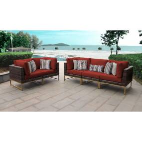 Amalfi 5 Piece Outdoor Wicker Patio Furniture Set 05a in Terracotta - TK Classics Amalfi-05A-Gld-Terracotta