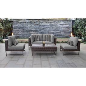 Amalfi 5 Piece Outdoor Wicker Patio Furniture Set 05d in Grey - TK Classics Amalfi-05D-Brn-Grey