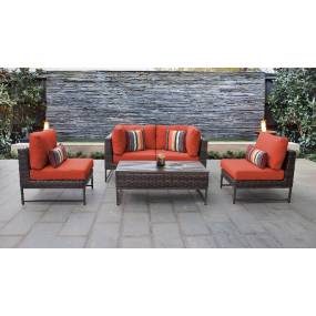 Amalfi 5 Piece Outdoor Wicker Patio Furniture Set 05d in Tangerine - TK Classics Amalfi-05D-Brn-Tangerine