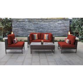 Amalfi 5 Piece Outdoor Wicker Patio Furniture Set 05d in Terracotta - TK Classics Amalfi-05D-Brn-Terracotta