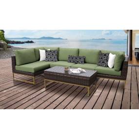 Amalfi 6 Piece Outdoor Wicker Patio Furniture Set 06q in Cilantro - TK Classics Amalfi-06Q-Gld-Cilantro