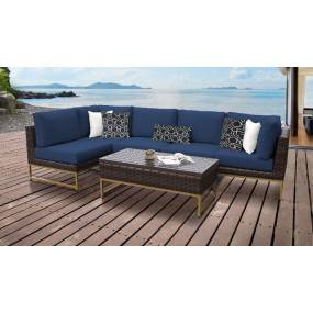Amalfi 6 Piece Outdoor Wicker Patio Furniture Set 06q in Navy - TK Classics Amalfi-06Q-Gld-Navy