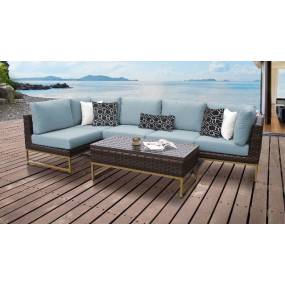 Amalfi 6 Piece Outdoor Wicker Patio Furniture Set 06q in Spa - TK Classics Amalfi-06Q-Gld-Spa