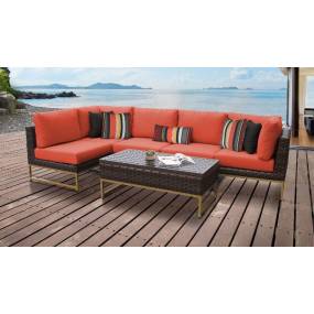 Amalfi 6 Piece Outdoor Wicker Patio Furniture Set 06q in Tangerine - TK Classics Amalfi-06Q-Gld-Tangerine