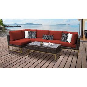 Amalfi 6 Piece Outdoor Wicker Patio Furniture Set 06q in Terracotta - TK Classics Amalfi-06Q-Gld-Terracotta