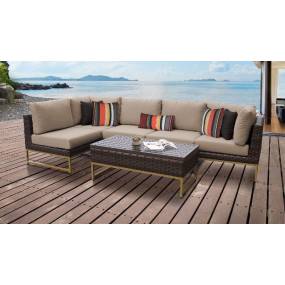 Amalfi 6 Piece Outdoor Wicker Patio Furniture Set 06q in Wheat - TK Classics Amalfi-06Q-Gld-Wheat