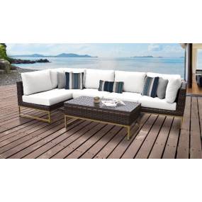 Amalfi 6 Piece Outdoor Wicker Patio Furniture Set 06q in Sail White - TK Classics Amalfi-06Q-Gld-White