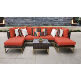 Amalfi 7 Piece Outdoor Wicker Patio Furniture Set 07a in Tangerine - TK Classics Amalfi-07A-Gld-Tangerine