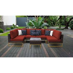 Amalfi 7 Piece Outdoor Wicker Patio Furniture Set 07c in Terracotta - TK Classics Amalfi-07C-Gld-Terracotta