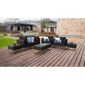 Amalfi 7 Piece Outdoor Wicker Patio Furniture Set 07d in Black - TK Classics Amalfi-07D-Gld-Black