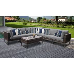 Amalfi 8 Piece Outdoor Wicker Patio Furniture Set 08a in Grey - TK Classics Amalfi-08A-Brn-Grey