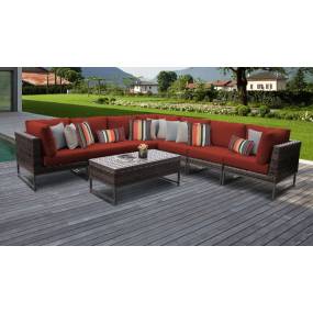 Amalfi 8 Piece Outdoor Wicker Patio Furniture Set 08a in Terracotta - TK Classics Amalfi-08A-Brn-Terracotta
