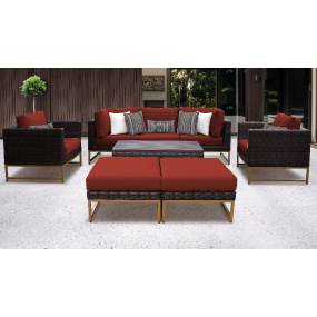 Amalfi 8 Piece Outdoor Wicker Patio Furniture Set 08c in Terracotta - TK Classics Amalfi-08C-Gld-Terracotta