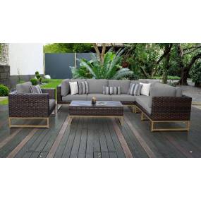 Amalfi 8 Piece Outdoor Wicker Patio Furniture Set 08d in Grey - TK Classics Amalfi-08D-Gld-Grey