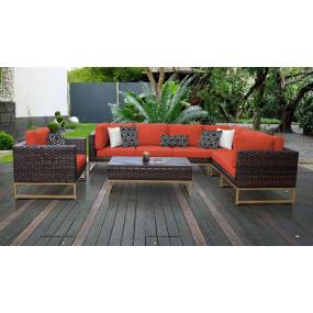 Amalfi 8 Piece Outdoor Wicker Patio Furniture Set 08d in Tangerine - TK Classics Amalfi-08D-Gld-Tangerine