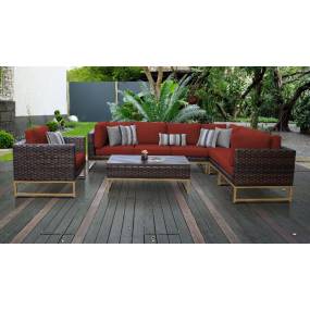 Amalfi 8 Piece Outdoor Wicker Patio Furniture Set 08d in Terracotta - TK Classics Amalfi-08D-Gld-Terracotta