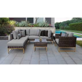 Amalfi 8 Piece Outdoor Wicker Patio Furniture Set 08m in Grey - TK Classics Amalfi-08M-Gld-Grey