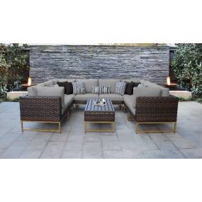 Amalfi 9 Piece Outdoor Wicker Patio Furniture Set 9c in Grey - TK Classics Amalfi-09C-Gld-Grey