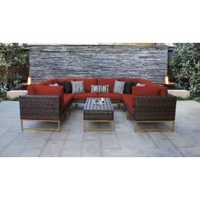 Amalfi 9 Piece Outdoor Wicker Patio Furniture Set 9c in Terracotta - TK Classics Amalfi-09C-Gld-Terracotta
