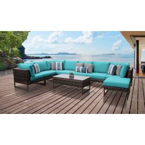 Amalfi 9 Piece Outdoor Wicker Patio Furniture Set 09d in Aruba - TK Classics Amalfi-09D-Brn-Aruba