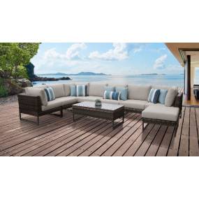 Amalfi 9 Piece Outdoor Wicker Patio Furniture Set 09d in Beige - TK Classics Amalfi-09D-Brn-Beige